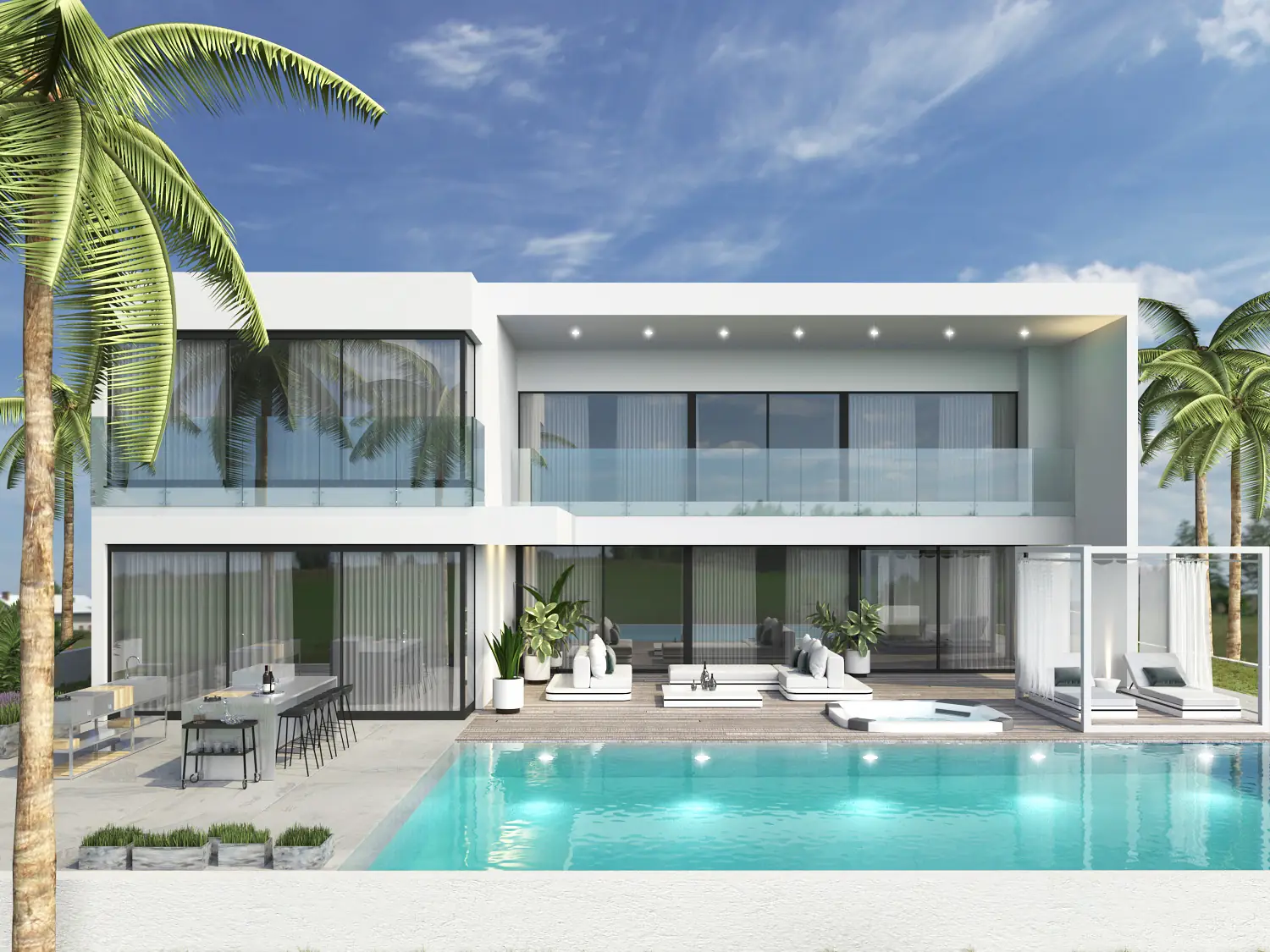 עיצוב וילות יוקרתיות בהרצליה פיתוח - וילה עם בריכה ונוף לים