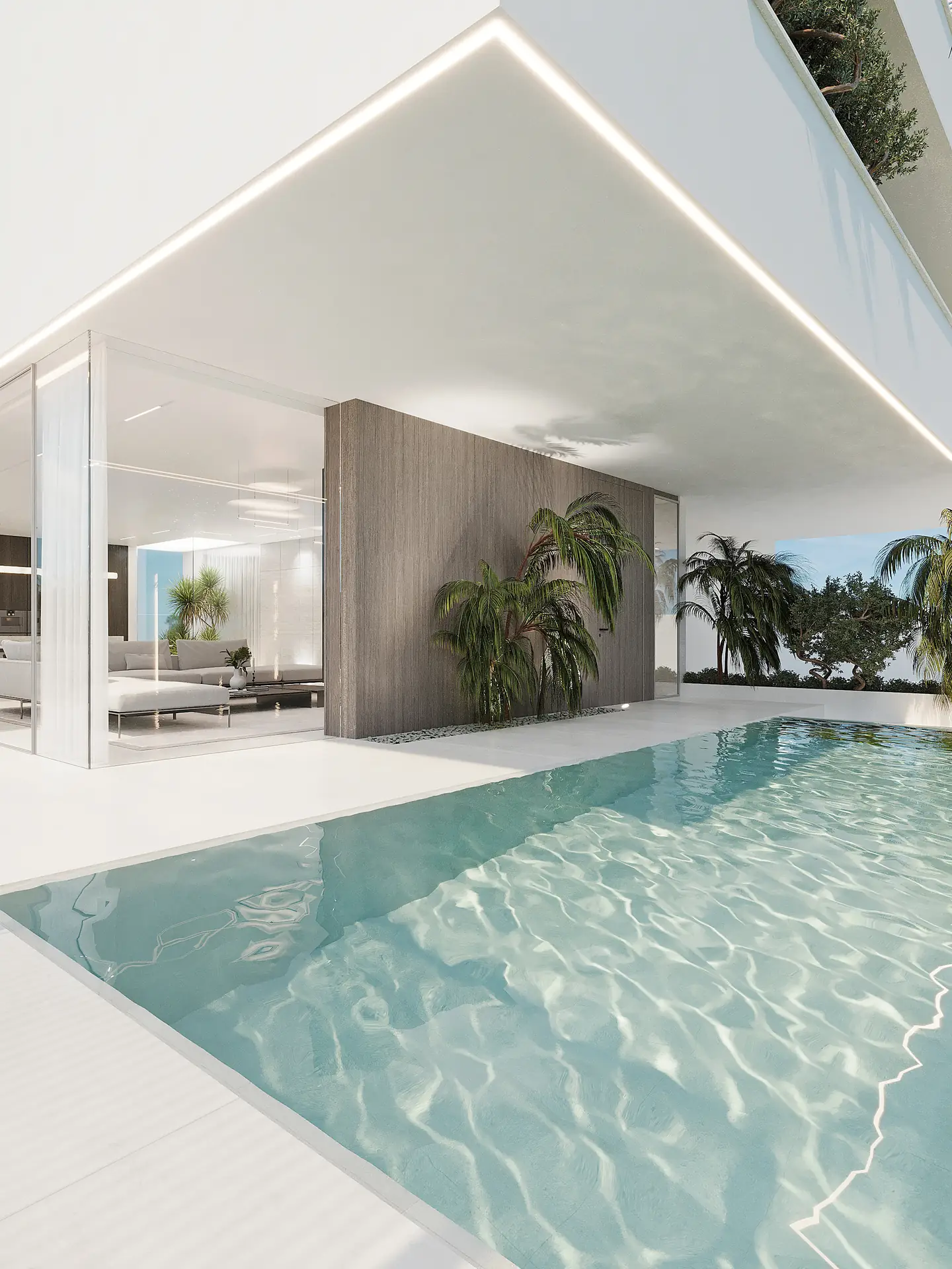 סלון פתוח לבריכה בוילה יוקרתית בהרצליה