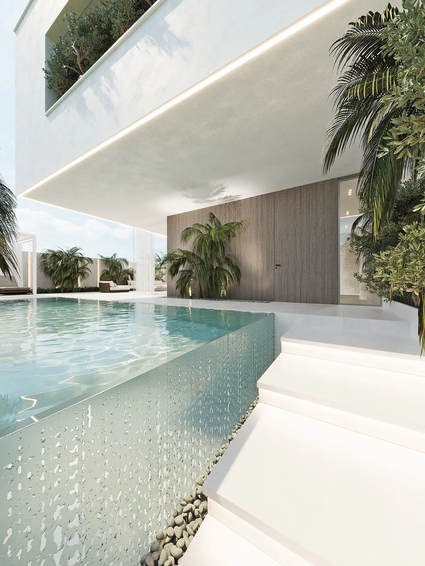 בריכת אינסוף בוילה מודרנית בהרצליה פיתוח