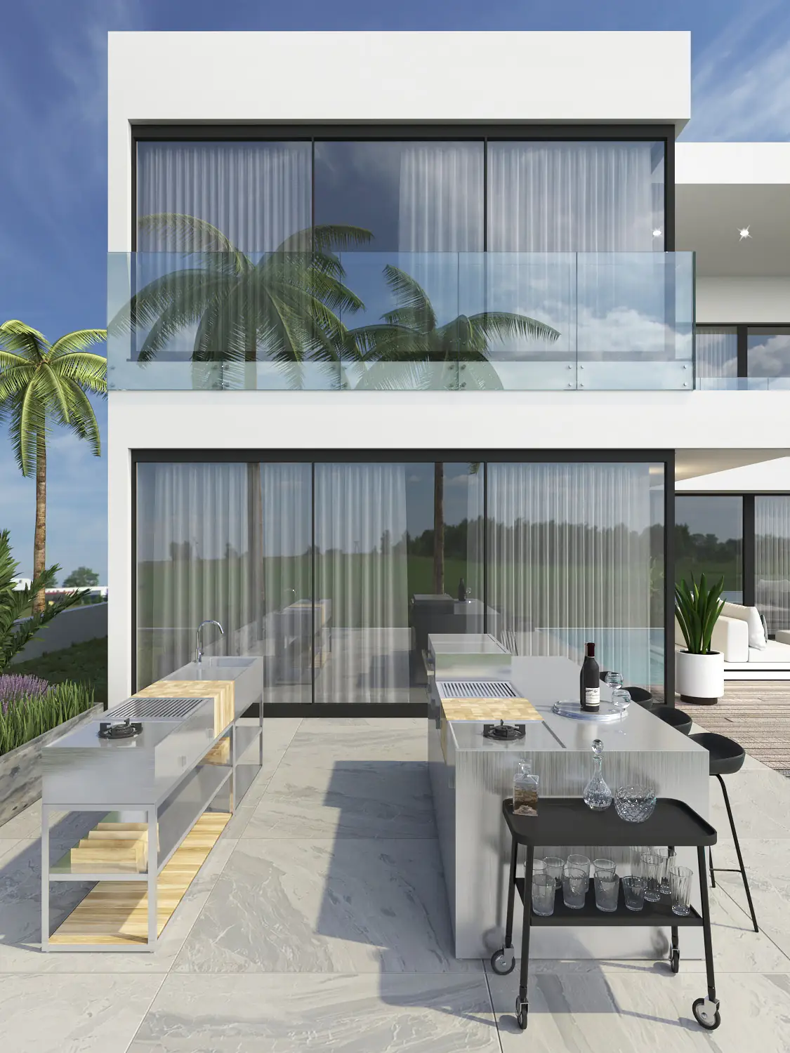 מטבח חוץ מעוצב בוילה יוקרתית בהרצליה