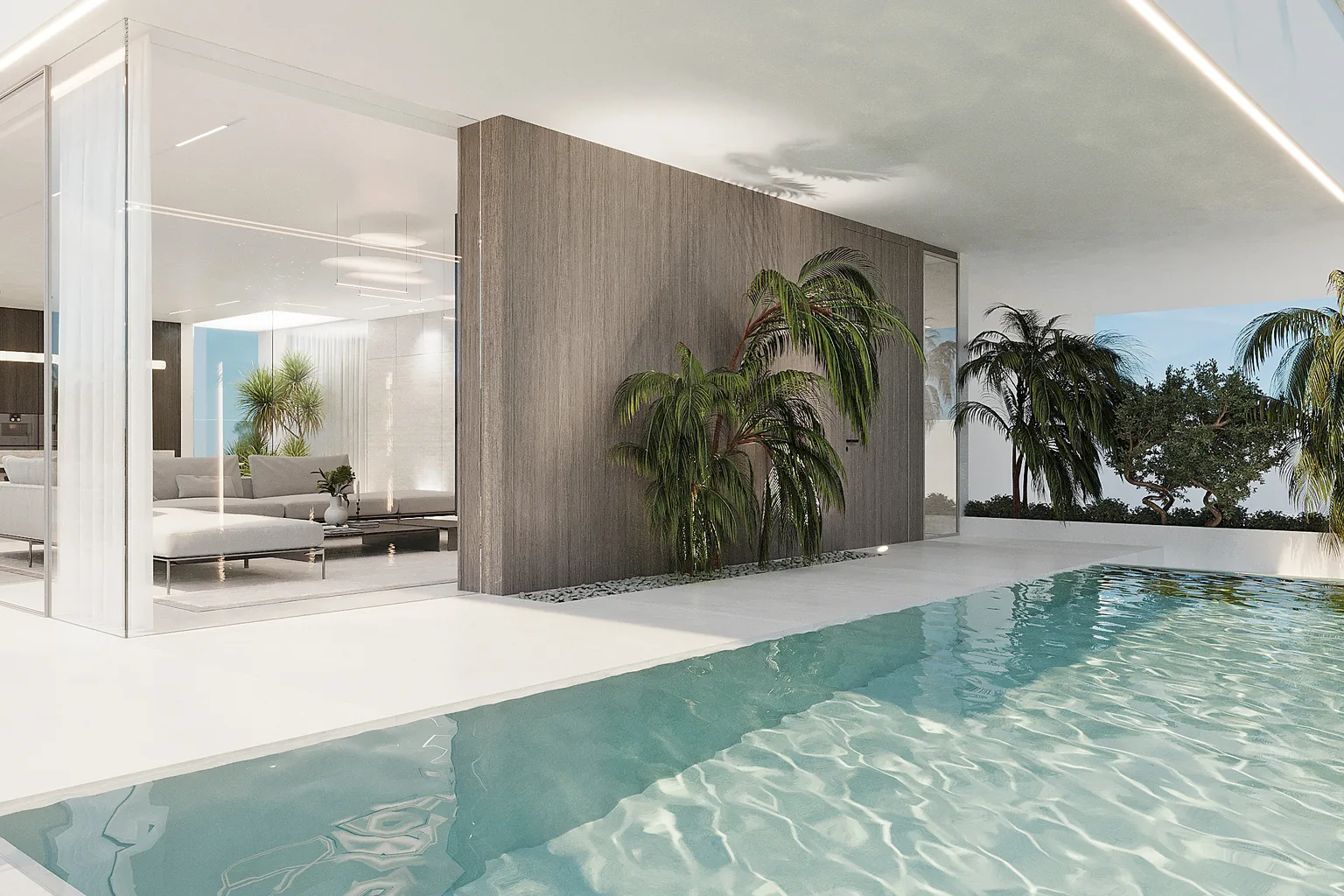 עיצוב פנים בית מודרני - פרט חומרים טבעיים ותאורה מובלטת בסלון - שירן דדיה