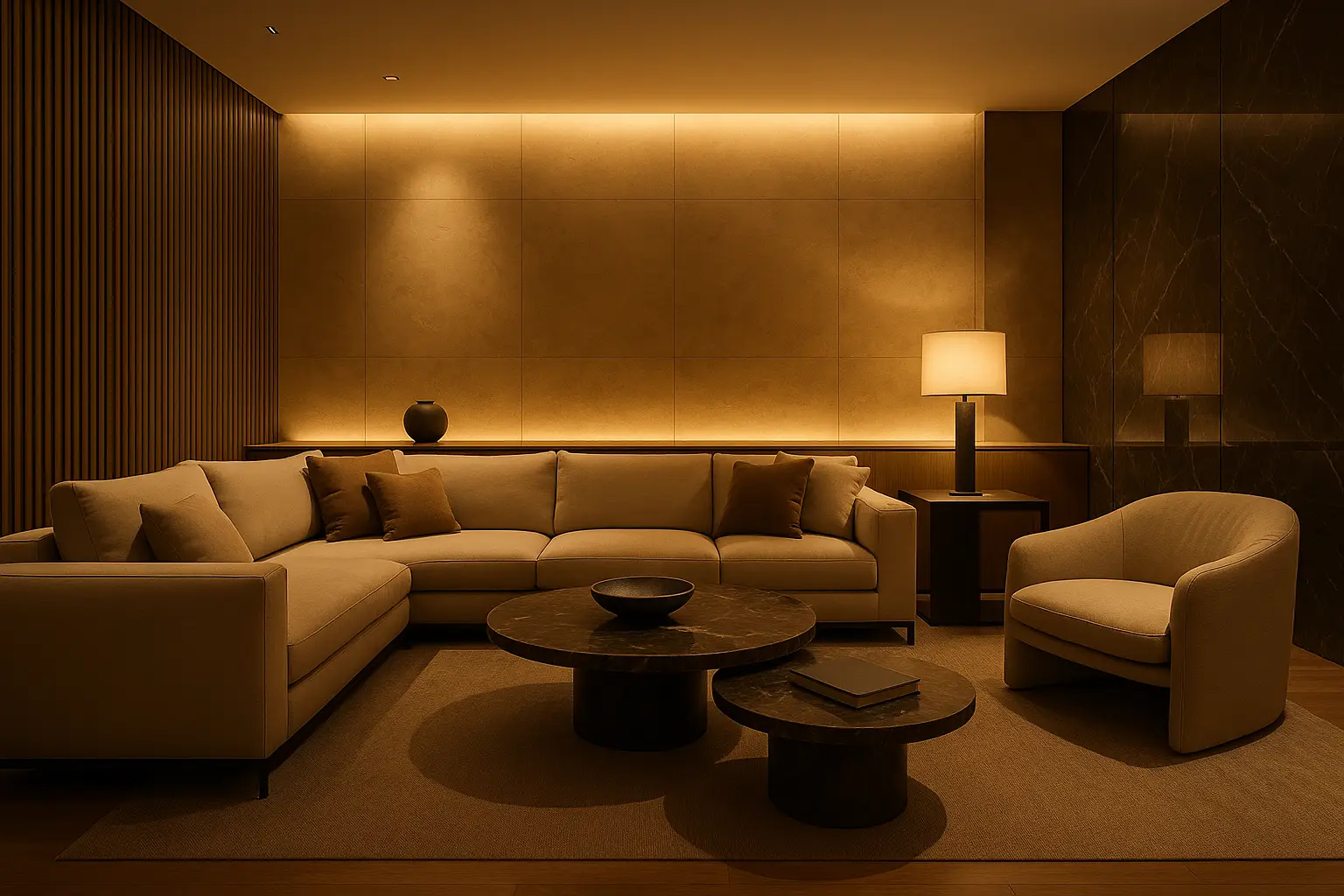 עיצוב פנים יוקרתי לסלון מודרני ברמה גבוהה